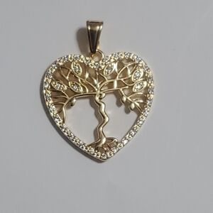 Gold Heart Tree Pendant Necklace